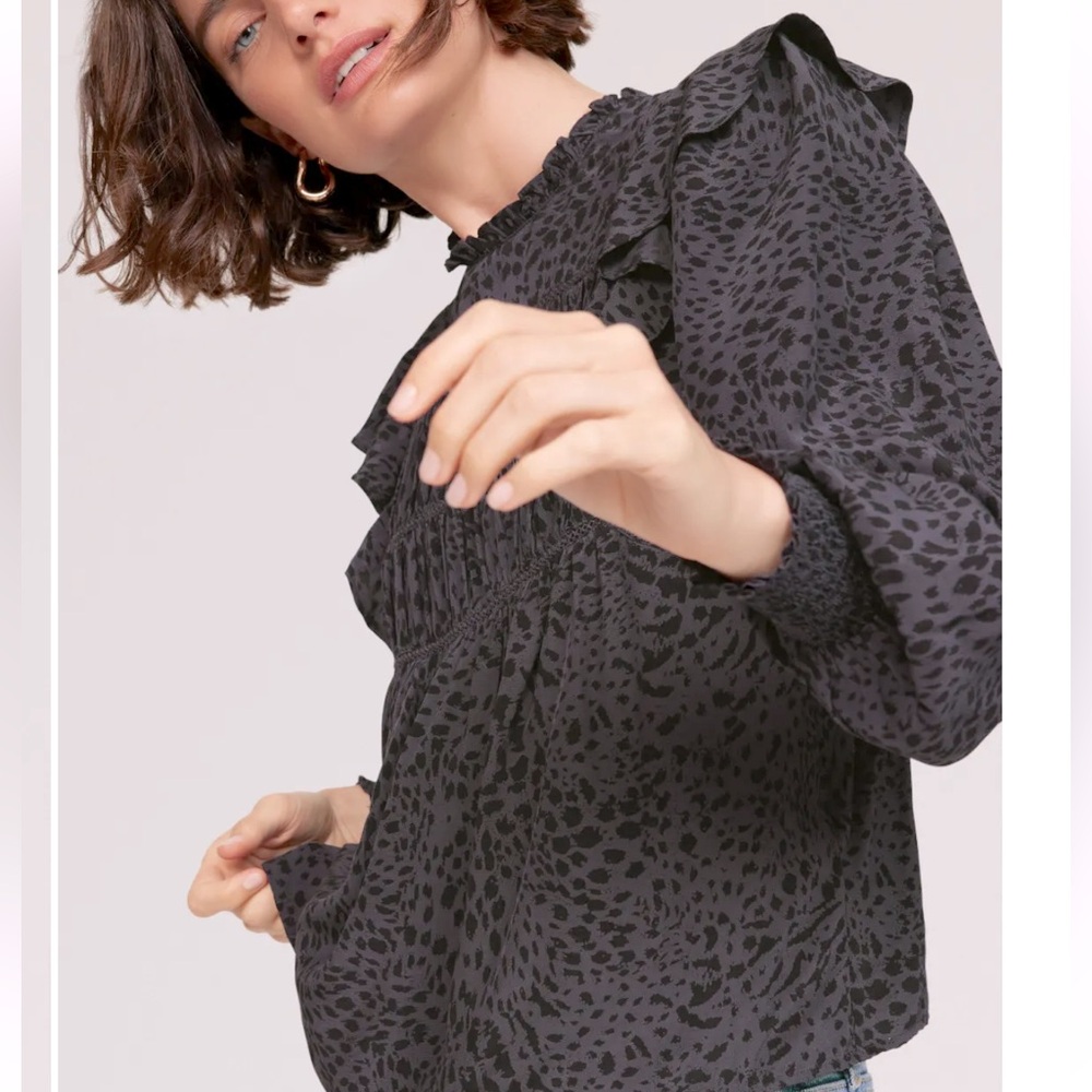 RAILS Kadi Top Spotted Slate Charcoal Gray Women's Small - Picture 4 of 12
